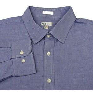 Nordstrom Dress Shirt Mens Size 17.5 34/35 Blue Micro Check Long Sleeve Trim Fit